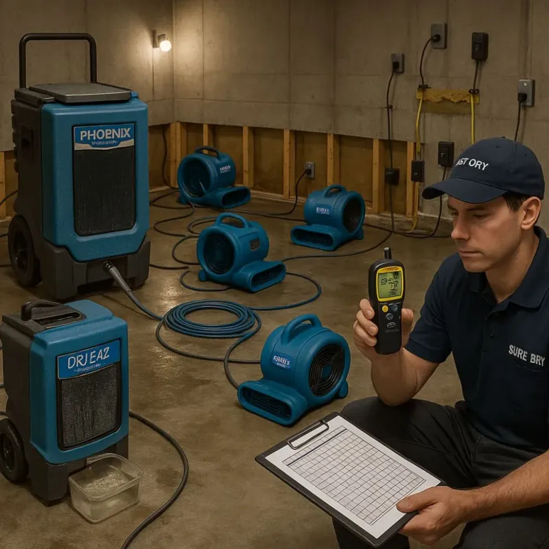 Structural Drying and Dehumidification process in Waldo County, ME